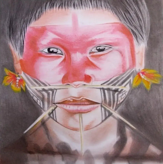 Indian with a red mask 100x70cm